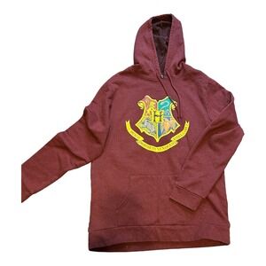 Harry Potter Hogwarts Hoodie Adult XL Maroon Sweatshirt Hogwart Shield